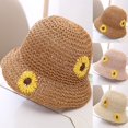 thumbnail image 4 of Toddler Baby Kids Summer Outdoor Sunscreen Printing Pattern Straws Hats Sun Cap, 4 of 4