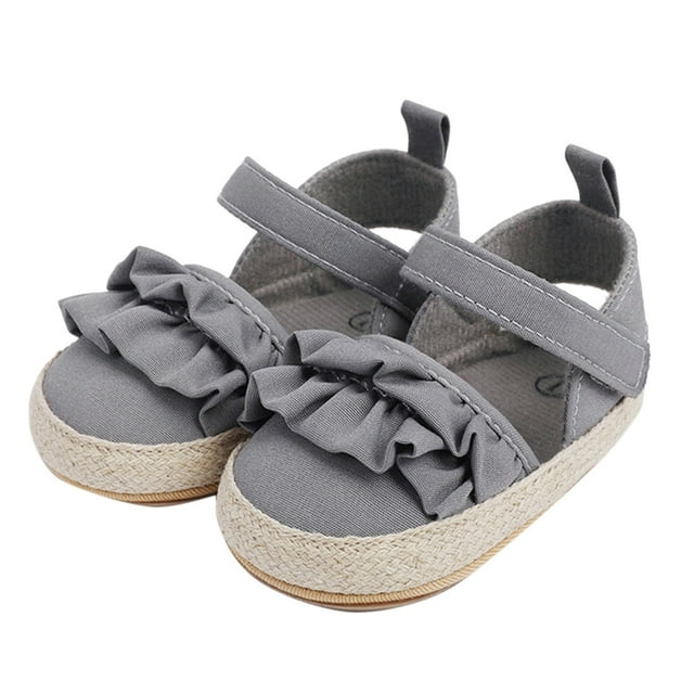 NOKIO Baby Girl First Walking Shoes Summer Toddler Flat Sandals, Ruffles Design Water-Friendly Lightweight Breathable Comfortable Non-Slip Pool Beach Footwear