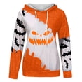 thumbnail image 4 of Halloween Womens Hoodies Casual Colorblock Pumpkin Face Print Sweatshirt Long Sleeve Pullover Tops Fall Winter Warm White XXL, 4 of 4
