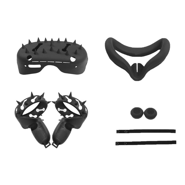 Protector de auriculares VR Cubierta de lente VR Controlador de silicona Protector de botones Kit de tapas de repuesto para Oculus Quest 2, Negro Vogacara EL001397-01B