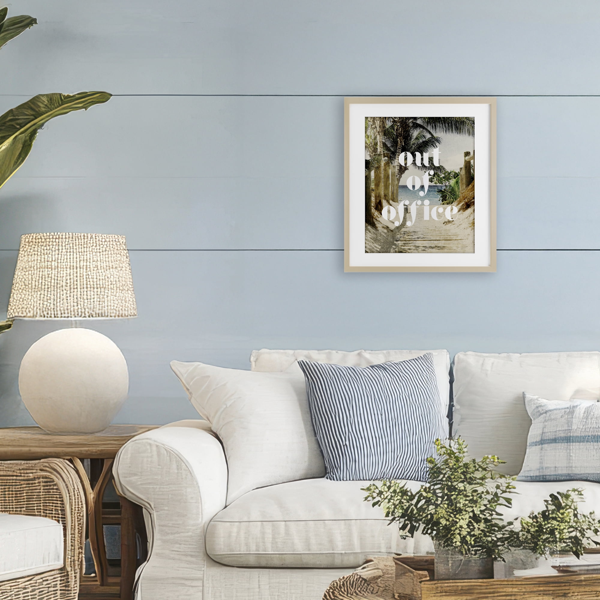 Out of Office Beach Path Birch Framed Print Under Glass, design by Lil' Rue