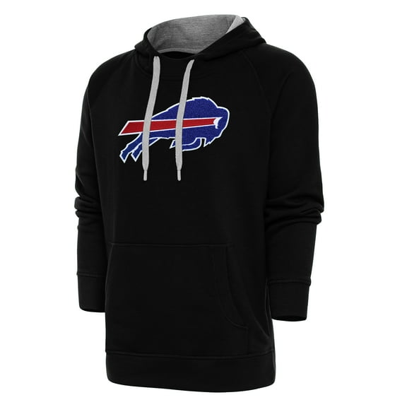 Men's Antigua Black Buffalo Bills Victory Chenille Pullover Hoodie