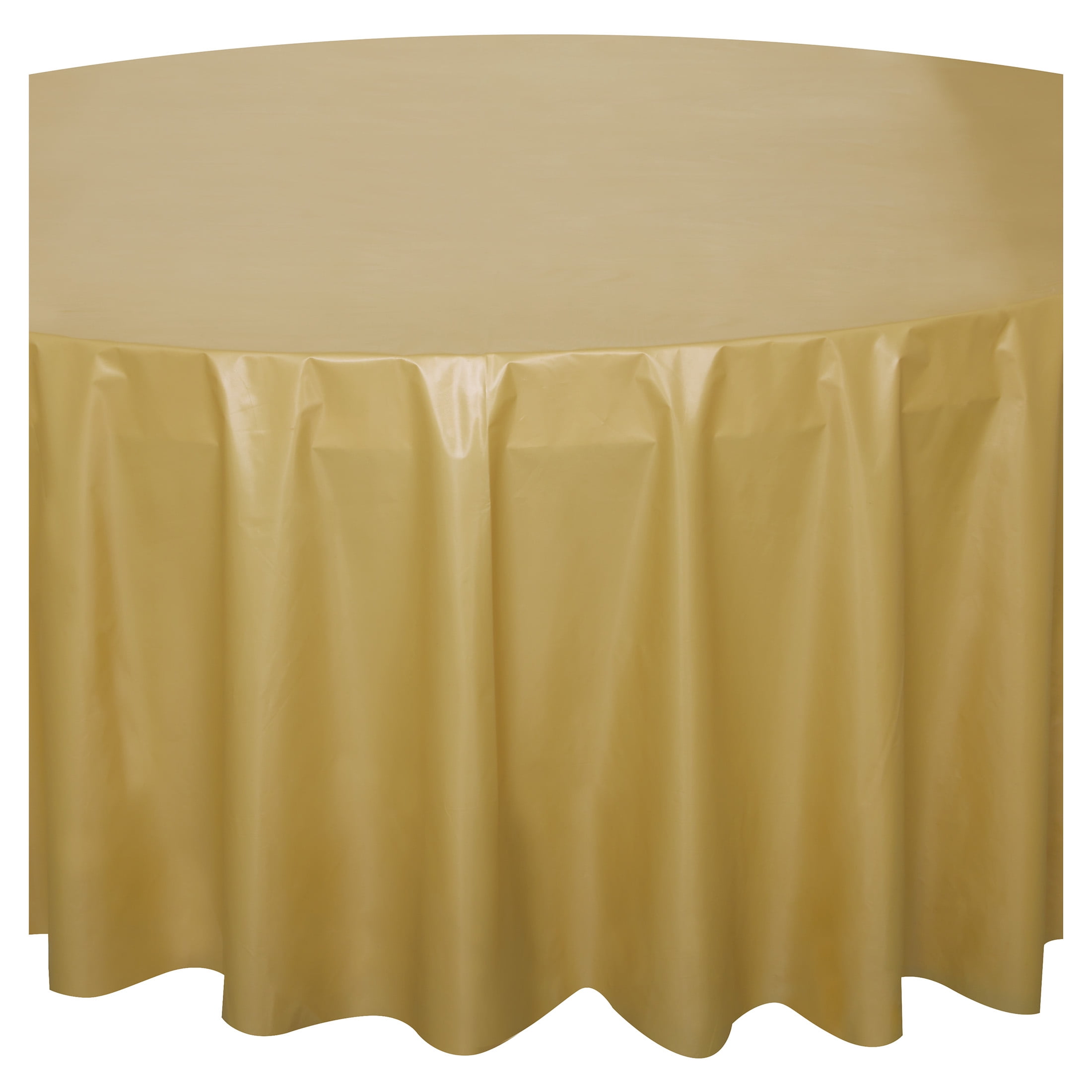 (6 pack) 1CT 84IN Gold Round Plastic Table Cover by Way To Celebrate