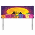 thumbnail image 3 of Animal Headboard, Cats on the Roof with Heart Shaped Tales Watching the Moonlight at Night in Town, Upholstered Decorative Metal Bed Headboard with Memory Foam, Full Size, Purple Orange, by Ambesonne, 3 of 4