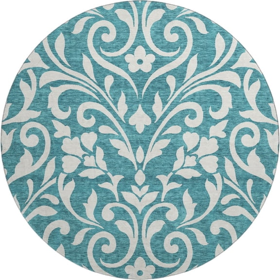 Dalyn Rugs Premium Machine Washable Mayfield AMF875 Teal 8' x 8' Round Rug