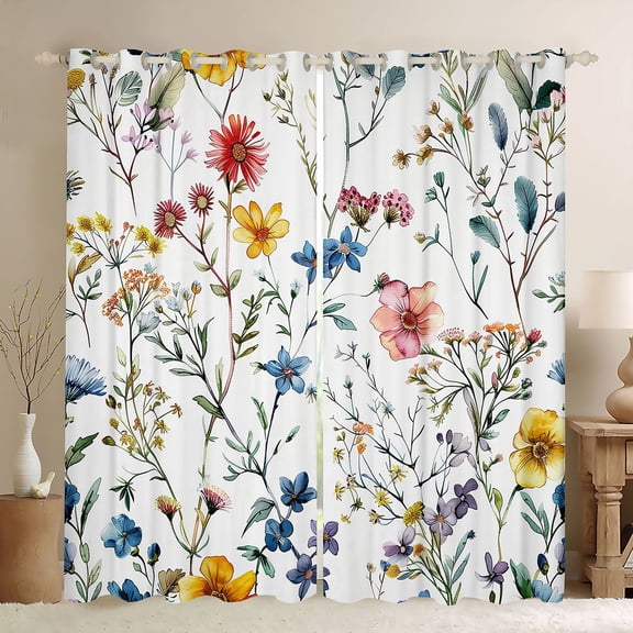 Castle Fairy Children Teens Adults Pink Blue Flowers Black Out Curtains,Chic Floral Blossoms Curtains Pack of 2 (42x63 Each),Spring Garden Bedroom Curtains,Super Cozy Room Decor