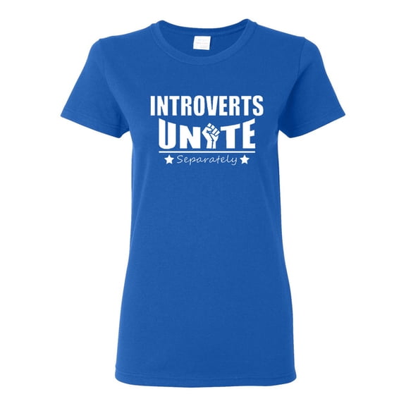 Ladies Introverts Unite Separately Funny T-Shirt Tee