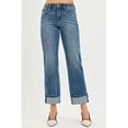 thumbnail image 1 of I AM A FASHION JUNKY RISEN Full Size 4 Way Stretch Slouchy Straight Jeans with Cuffed Hem Plus Size (DARK, 2XL), 1 of 6
