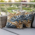 thumbnail image 5 of Pack of 2 Outdoor Pillow Covers 24x24 Inch Waterproof Navy Blue Brown Throw Pillow Covers,Decorative Couch Pillow Shams Protectors Vintage Elegant Botanical Palm Leaves Patio Cushion Pillowcases, 5 of 8