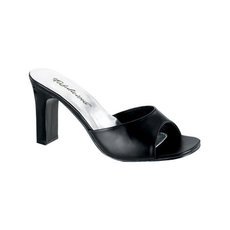 - 3 1/4 Inch Sexy Wedding Shoe Single Sole Square Heel Slide Clear Black