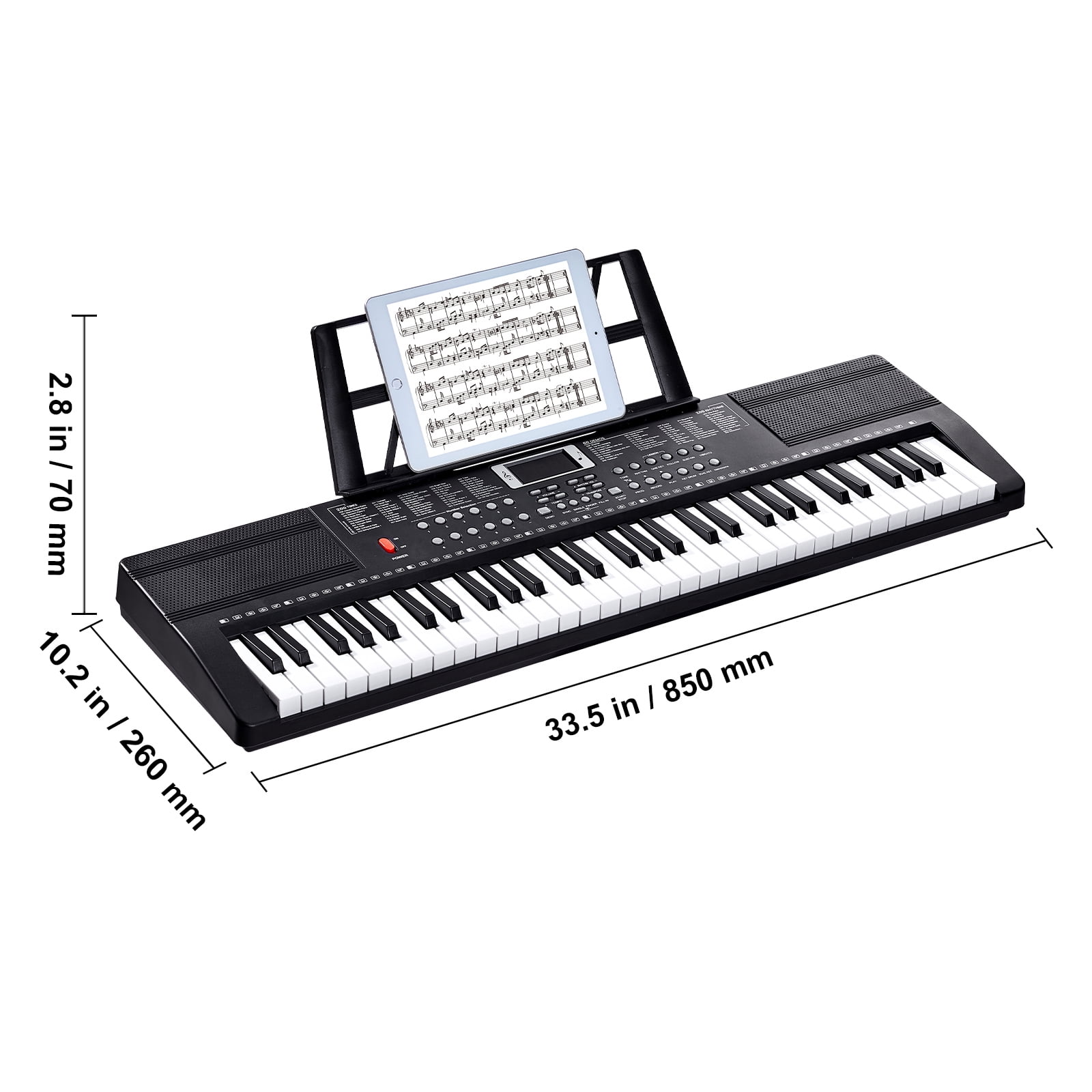 KFFKFF 61 Key Electric Piano Keyboard, Semi-Weighted, 200 Unique Rhythms. Compact Digital Piano Includes 60 Preloaded Songs, Integrated Dual Speakers, Headphones Learning Stickers for Novices.