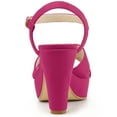 thumbnail image 3 of BLISSFUL STEP Women's Platform Chunky Heel Ankle Strap Sandals HotPink US 7, 3 of 6