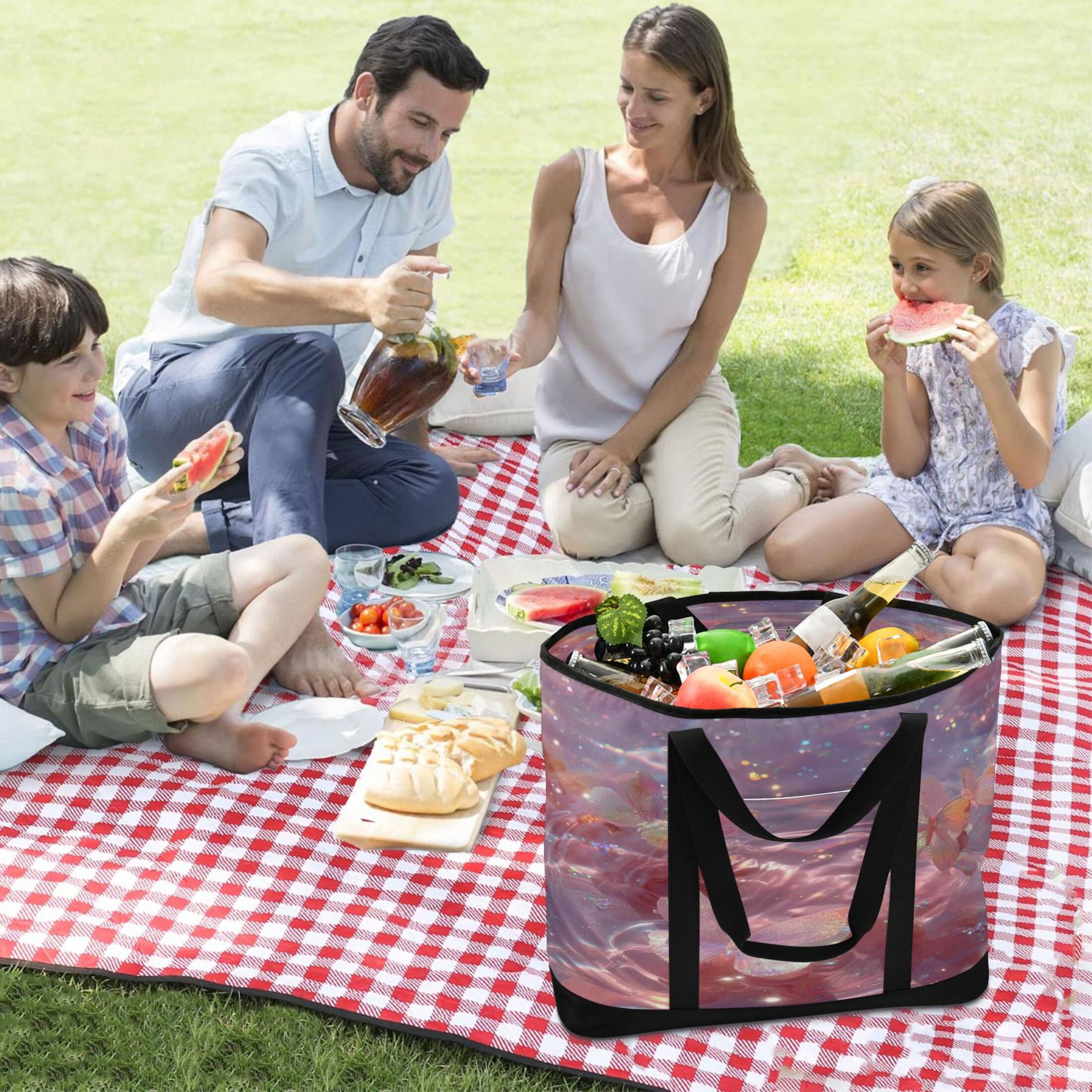 Large Hand-held Ice Pack Picnic Bag Insulation and Refrigeration Suitable for Shopping Picnics and Camping Dream Butterfly