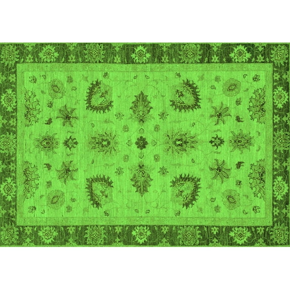 Ahgly Company Indoor Rectangle Oriental Green Traditional Area Rugs, 4' x 6'
