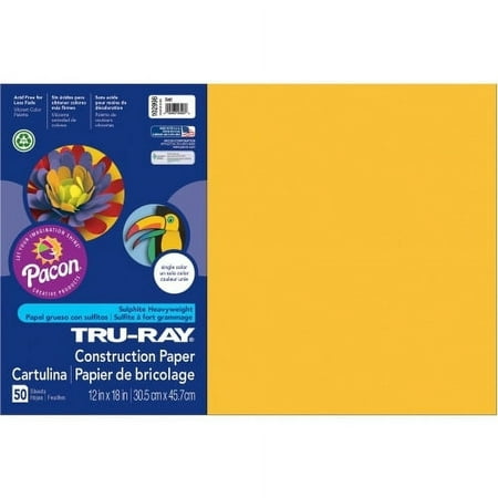 UPC: 0194629037513 | Pacon PAC102998-5 12 x 18 in. Tru Ray Gold Construction Paper – 50 Sheets Per Pack – Pack of 5