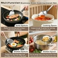 thumbnail image 2 of 4 Pcs Cooking Utensils Set, Stainless Steel Kitchen Utensils, Heat Resistant Metal Kitchen Tools Include Solid & Slotted Turner Wok Spatula, Serving Spoon, Ergonomic Handle, Easy to Clean, Silver, 2 of 4