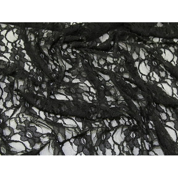 Corded Lace Dress Fabric Black - per yard