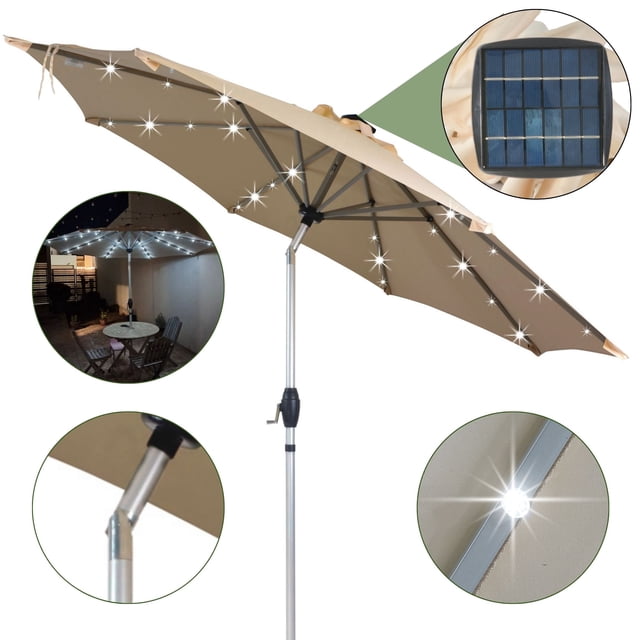 Sombrilla Luces Led Panel Solar Jardimex 2.70 Metros 30 grados