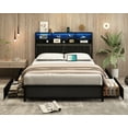 thumbnail image 4 of ANPOO LED Queen Size Bed Frame with with Charging Outlets & Storage Headboard, Metal Platform Bed with 4 Drawers & 6 Bookcase Storage, No Box Spring Needed, Noise-Free, Black, 4 of 9