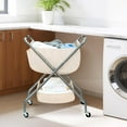 thumbnail image 3 of Beige 31.5"H Collapsible Laundry Cart with Wheels - Sturdy Steel Frame & Canvas Liner for Small Narrow Space, 3 of 4