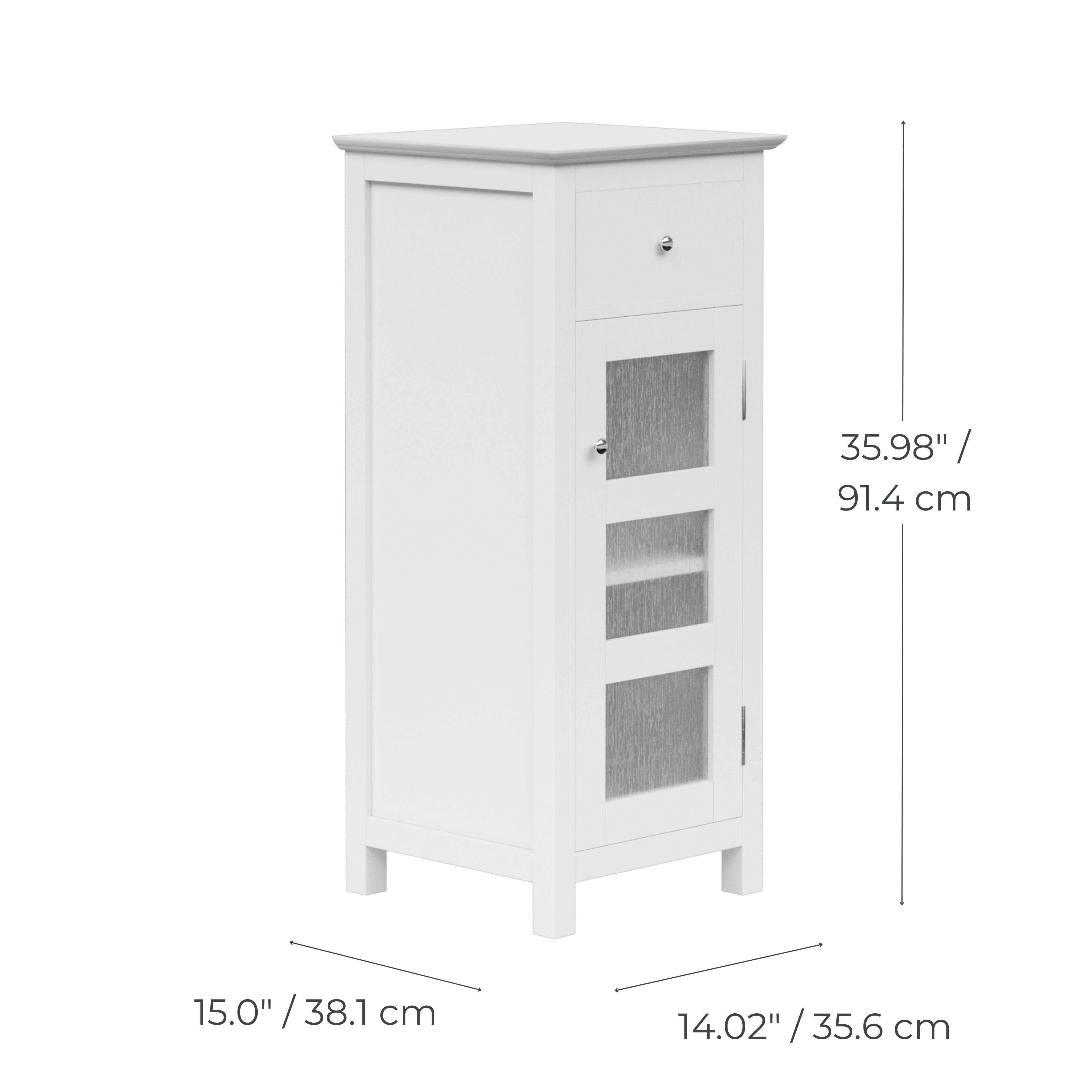 Teamson Home Bathroom Floor Cabinet Door & Drawer White Connor ELG-579