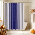 thumbnail image 4 of Navy Blue Striped Shower Curtain Set - Small 36" x 72" Washable Bathtub Curtain with 12 Hooks, Farmhouse Beige Stripes Vintage Rustic Waterproof Fabric Stall Shower Curtains for Bathroom Décor, 4 of 7
