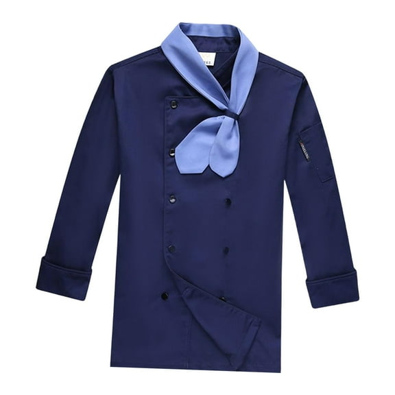 Long Sleeve Chef Coat ,Cook Clothes, Chef Clothing ,Unisex Apparels with Scarf ,Durable Chef Jackets for Pub ,Hotel, Food Service , sleeve M