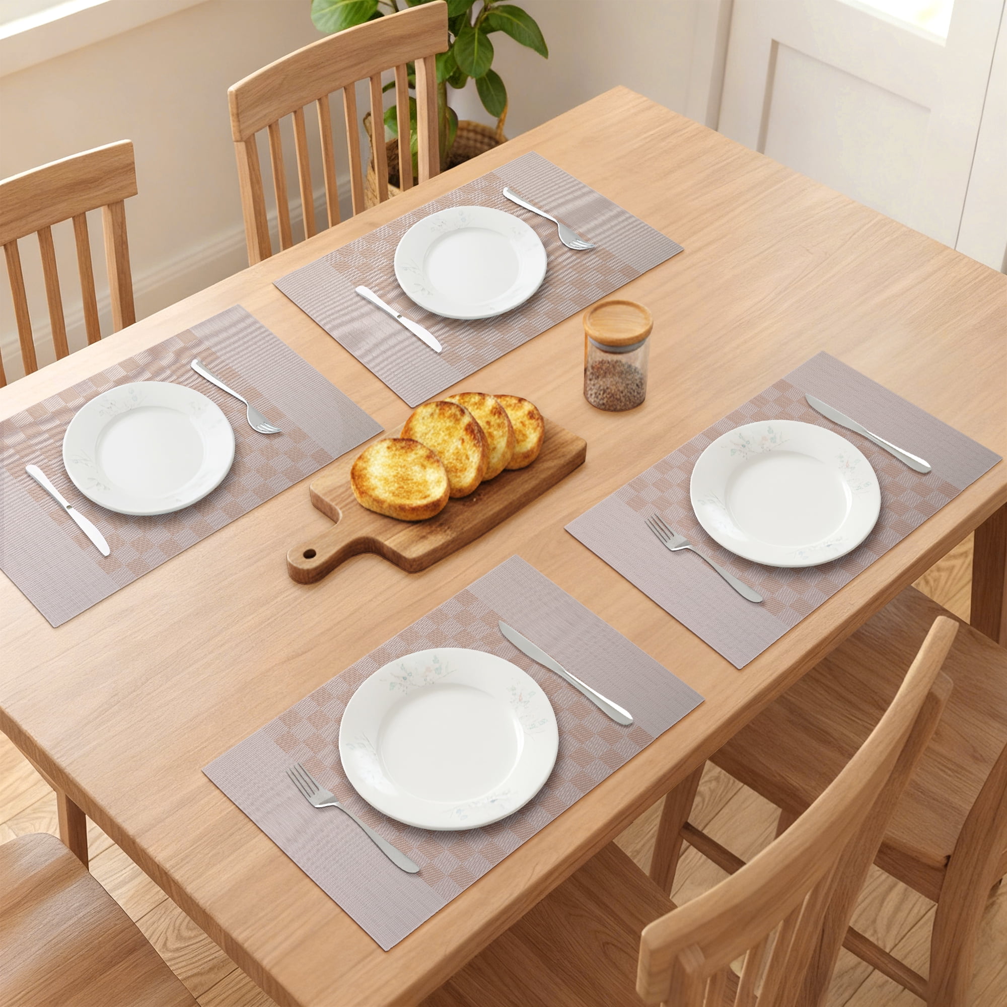 Unique Bargains 6Pcs Rectangle Washable Heat Resistant Table Mats Beige 17.7x11.8inch