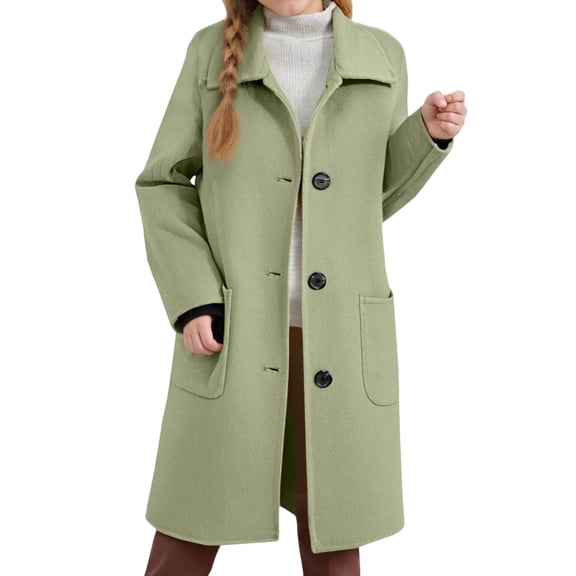 Timeless Classic Trench Coat For Girls Elegant Lapel Collar Long Outerwear For School And Casual Wear