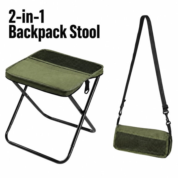 Foldable Backpack Stool Portable Camping Chair with Sling Bag, Lightweight Folding Stool 300 lbs Capacity for Hiking Fishing Camping Travel Picnic Outdoor