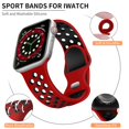 thumbnail image 2 of ZYX Breathable Sport Band for Apple Watch, Two-Tone Silicone Replacement Strap with Air Holes, Red/Black, 49/44/45/46/42mm-Series 3 2 1, 2 of 6