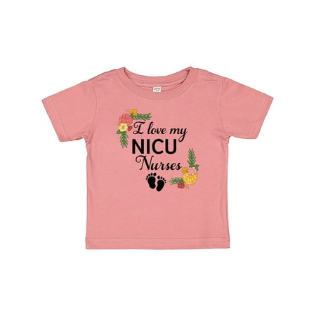 

Inktastic I Love My NICU Nurses with Baby Footprints and Flowers Gift Baby Boy or Baby Girl T-Shirt