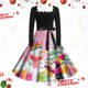 thumbnail image 1 of Vestido Informal Retro Con Cordones y Cuello Cuadrado de Manga Larga Con Estampado Navideño Para Mujer, Otoño E Invierno (1), 1 of 3