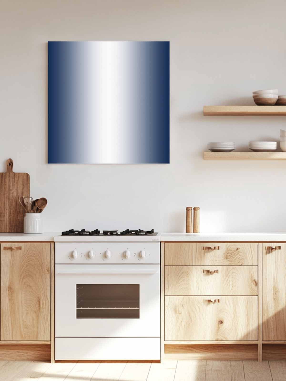 Navy Blue Canvas Wall Art, and White Gradient Framed Wall Decor Modern Artwork Prints Painting for Living Room, Bedroom, Kitchen & Cafe Decor 28x28 Inch