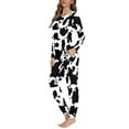 thumbnail image 2 of Renewold Cow Print Pajamas for Women Set Nightwear Warm Pjs,Size S Winter Fall Indoor Dily Wear Crew Neck Tracksuit Comfort Athletic Clothing 2PCS Loungewear, 2 of 4