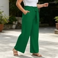 thumbnail image 5 of cocolona Womens Summer Casual Loose Plus Size Pants Elastic Waist Straight Wide Leg Vacation Lounge Trousers with Pockets, 5 of 5