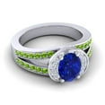 thumbnail image 3 of Diamond-Capitals 2.35 Carat Wonderful Oval Cut Blue Sapphire & Peridot Gemstone Womens Ring for Wedding and Engagement 14K White Gold Size 11, 3 of 8