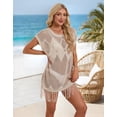 thumbnail image 4 of Drvitor Beach Cover Up for Women Casual Loose Batwing Sleeve Swimsuit Cover Up Diamond Hollow Bathing Suit Cover Up with Tassel Hem, 4 of 8