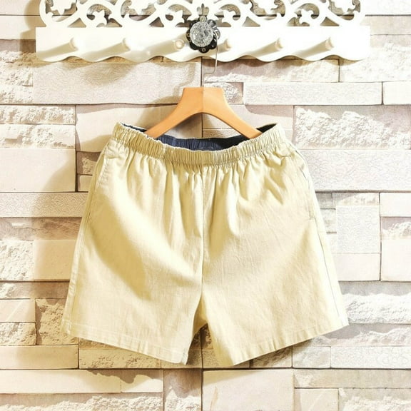 Mens Shorts Clothing Under $10 Solid Color Casual Fashion Loose Elastic Waist Pockets Exercise Beach Pants Shorts Pants