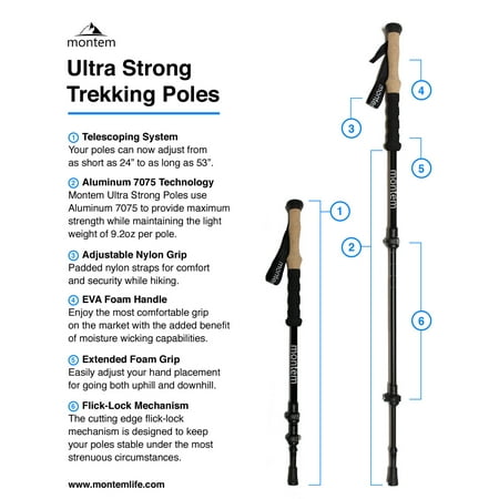 Montem Ultra Strong Hiking / Walking / Trekking Poles - One