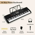 thumbnail image 3 of Costway 61 Keys Portable Keyboard with 200 Rhythms 200 Tones 70 Demos Note Sticker, Black, 3 of 10