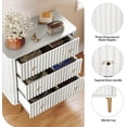 thumbnail image 3 of HLR Modern White Wood Dresser with 3 Drawers & Fluted Texture, Organizer for Bedroom, Chest of Drawers, 3 of 7