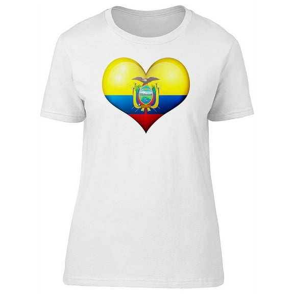 Ecuador Heart Flag Doodle T-Shirt Women -Image by Shutterstock, Female Small