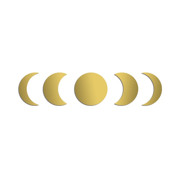 Juego De Espejos De Fase Lunar, 5 Uds., Acrílico Dorado, Espejo Decorativo Autoadhesivo Elegante, Decoración De Arte De Pared Para Dormitorio, Sala De Estar, Cafetería Kearding HA021699-00