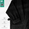 thumbnail image 4 of 100% Cotton Turkish Bathrobes, Soft Absorbent Lightweight Men Robes, Medium, Black, 4 of 9