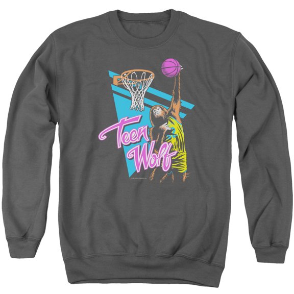 Teen Wolf Slam Dunk Adult Crewneck Sweatshirt Charcoal