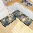 SKYSONIC Owl in Flower Kitchen Mat 2 Pcs Set, Low Pile Kitchen Rugs