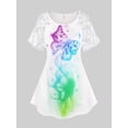thumbnail image 1 of Camiseta con Estampado de Mariposa en Talla Extra con Mangas de Raglán Rosegal Camisetas tallas grandes, 1 of 5