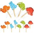 thumbnail image 4 of Decoración para cupcakes de dinosaurio, decoración para tartas de fiesta, decoración de primer cumpleaños, revelación de género para niños (Dino 24), 4 of 5