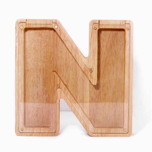 Twenty-Six English Alphabet Piggy Bank 26-letter Personalized Wooden Coin Money Saving Box Customized Own Name Stickers Exquisite Home Desktop Decor Ornaments